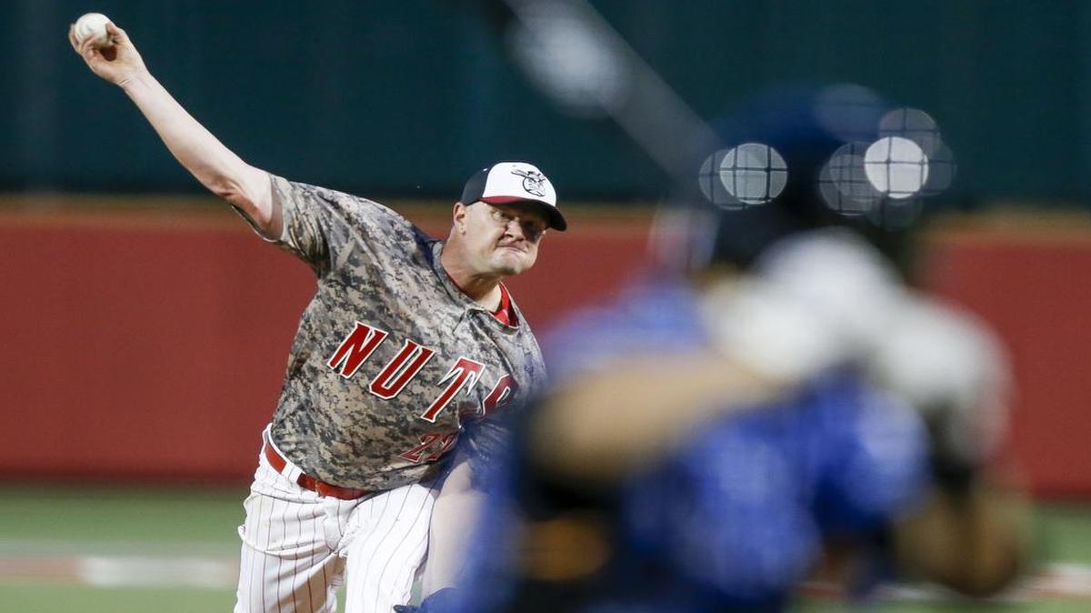 
The Wingnuts' Jon Link pitches against Sioux Falls in the scond inning Tuesday night. 
