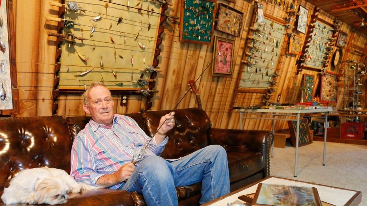 Noel Lyons has been collecting antique fishing gear for about 25 years, most of it was obtained at garage sales and auctions around the Emporia area.