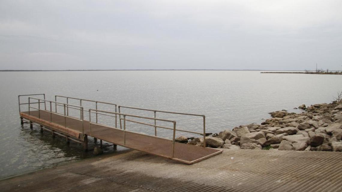 One of the docks at John Redmond Reservoir. The state is spending $20 million to dredge silt from the reservoir near Burlington. (Oct. 22, 2015)