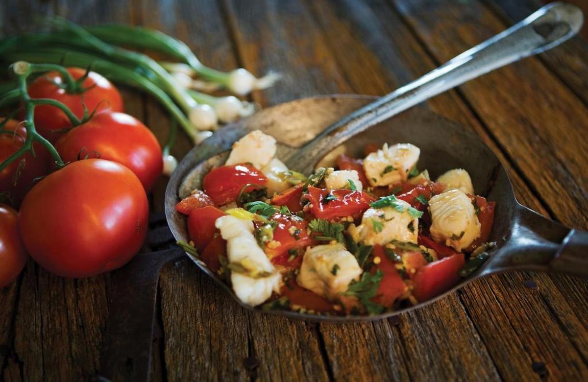 “Walleye with Tomatoes” takes only a few minutes to prepare, and is a good alternative to fried fish.