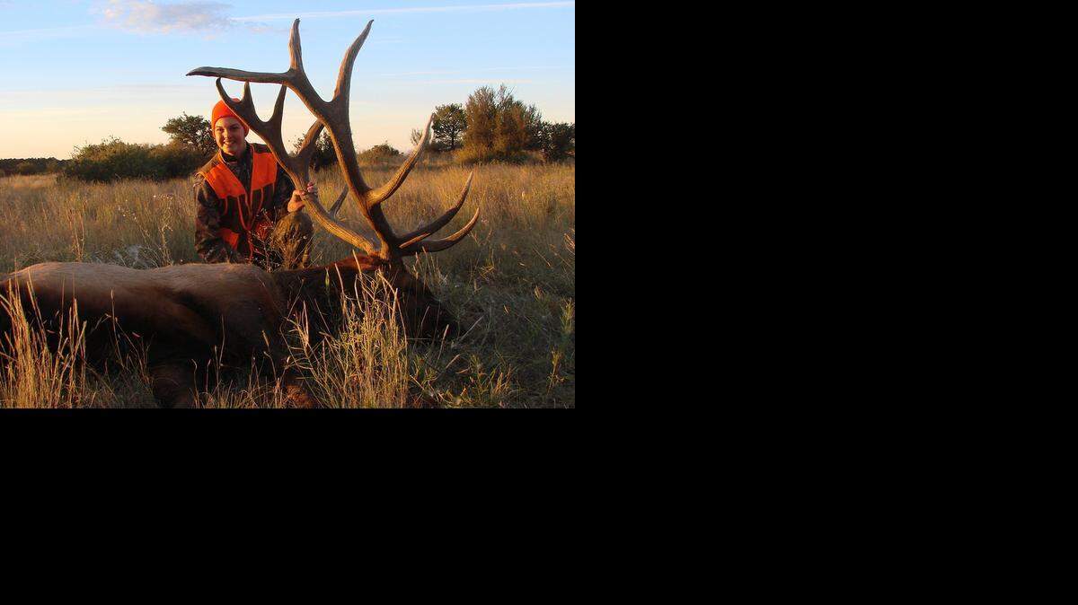 Mikaela Raudsepp's largest elk, shot two seasons ago, scored 371 inches of antler, thanks to massive antlers and long points.