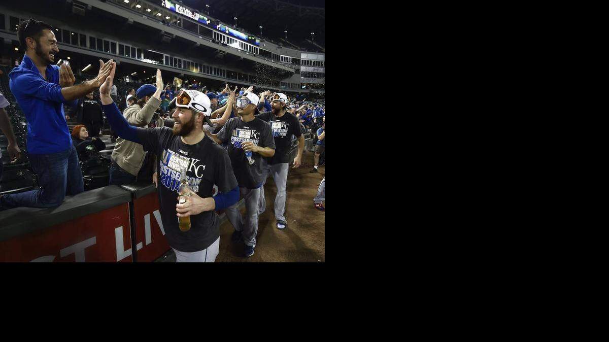 
The Royals celebrate their first playoff appearance since 1985.
