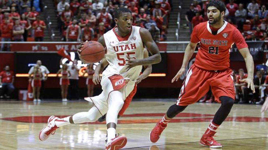 
Delon Wright (55) is No. 25 Utah’s leading scorer at 15.3 points. He’s also shooting 60.8 percent from the field.
