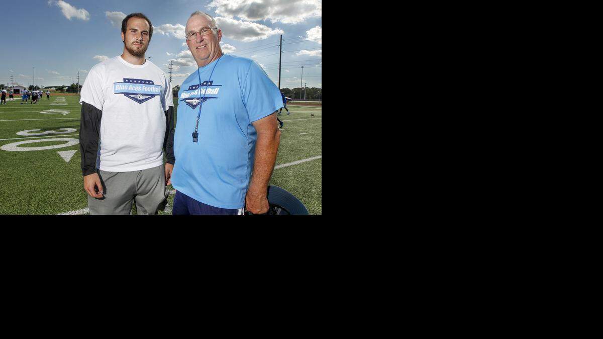
East football coach Brian Byers, right, along with his son and assistant Matt Byers. They’ve dealt together with the death of Brian’s wife, Deb, who was Matt’s mother.
