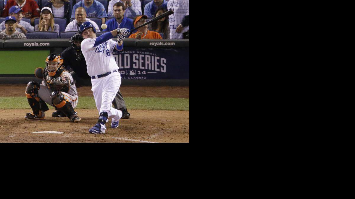 
Kansas City DH Billy Butler singles home a run in Wednesday’s sixth inning.
