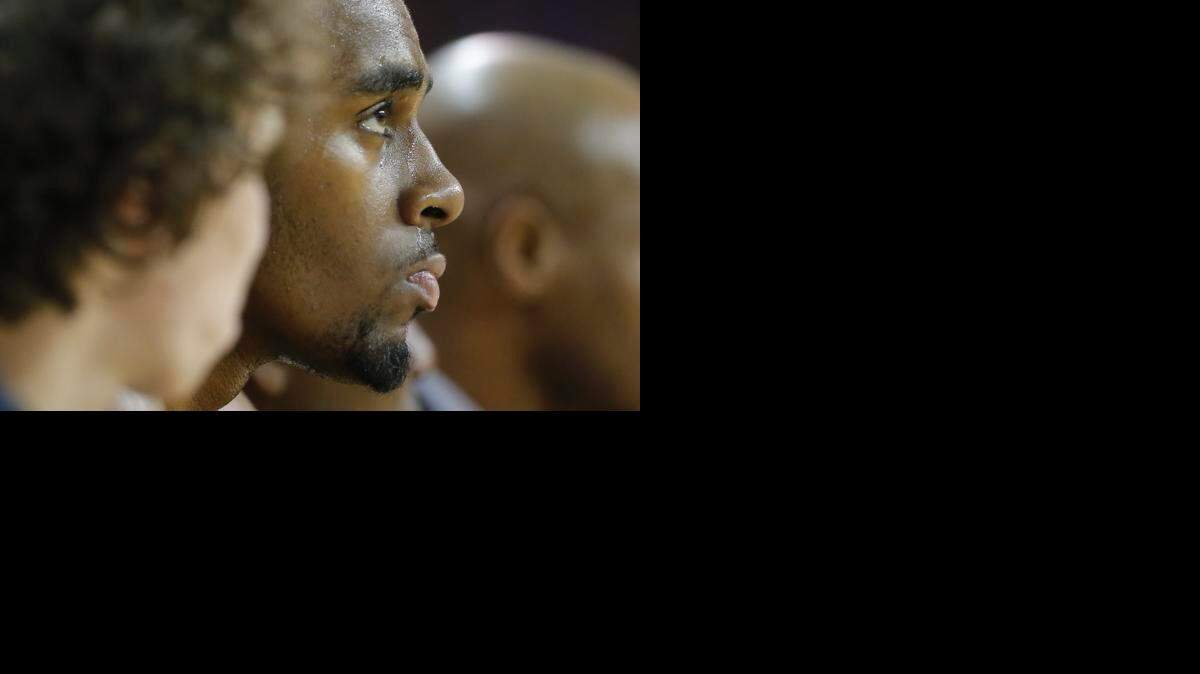
Forward Darius Carter watches as time expires on Wichita State’s 70-54 loss at Northern Iowa on Saturday.
