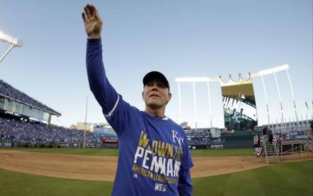 
Royals manager Ned Yost waves to the crowd after the Royals defeated the Baltimore Orioles and clinched the American League championship on Wednesday in Kansas City, Mo. 
