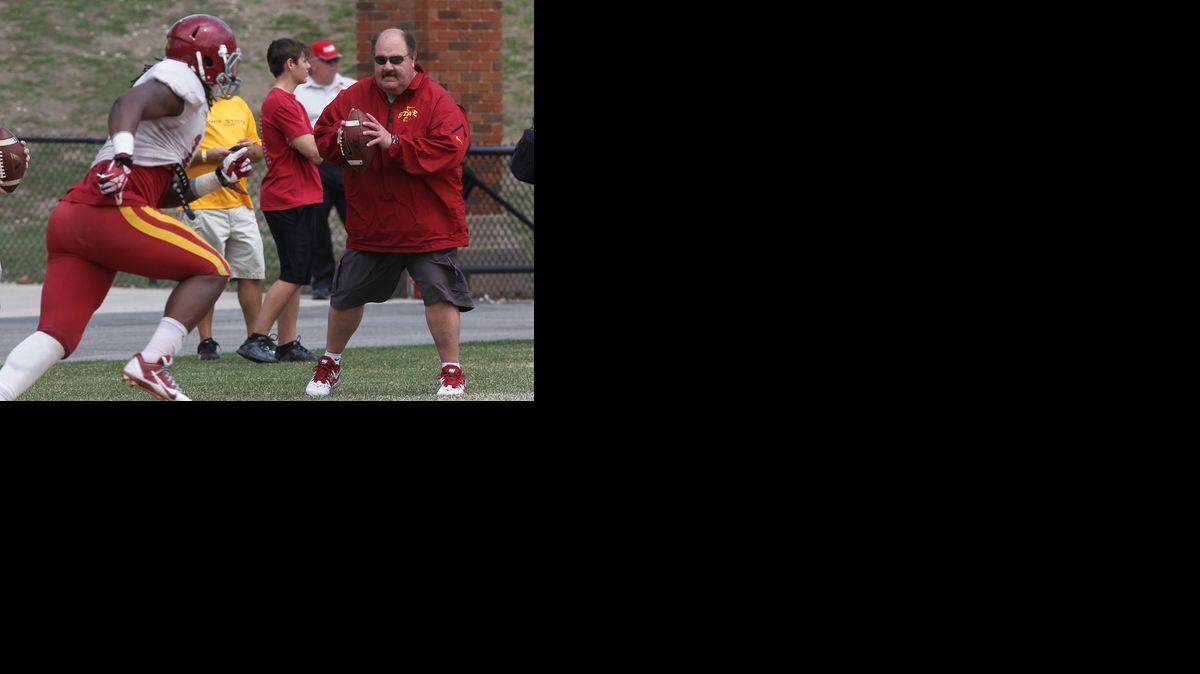 
Former Kansas coach Mark Mangino is in his first season as Iowa State’s offensive coordinator. The Cyclones play host Saturday to Kansas State in Ames.
