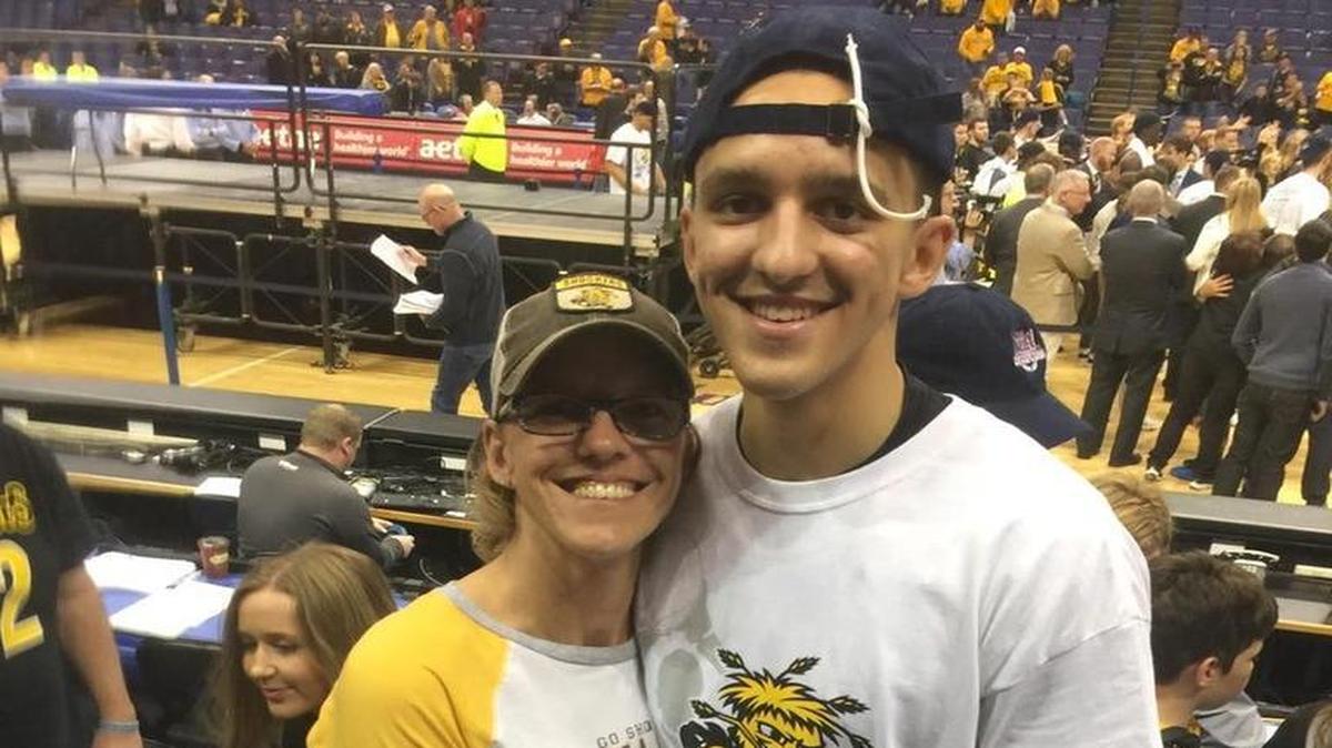 Melanie Shamet and her son, WSU guard Landry. “We stick together,” Landry Shamet says.