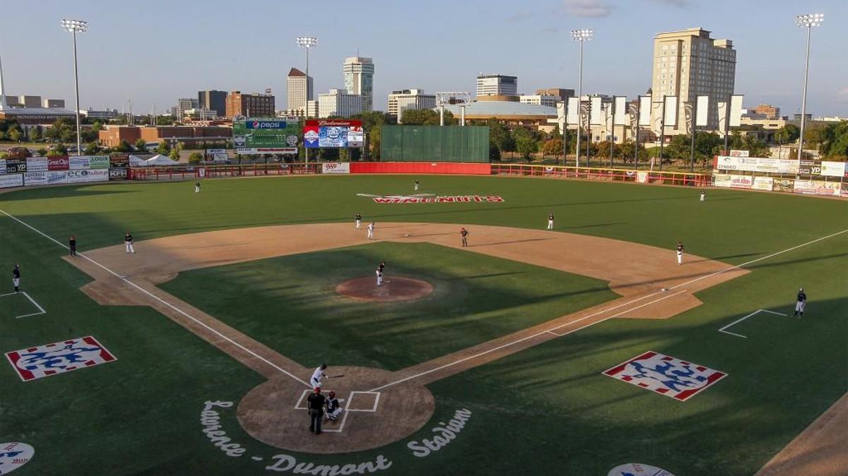 
Lawrence-Dumont Stadium offers prime views of downtown from its perch along the Arkansas River. 
