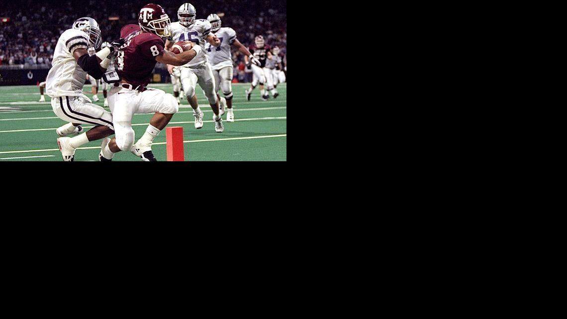 
Texas A&M tailback Sirr Parker scores the winning touchdown in the 1998 Big 12 championship game against Kansas State, a loss that likely cost the Wildcats a spot in the national championship game and ranks as the most disappointing loss of the Bill Snyder era.
