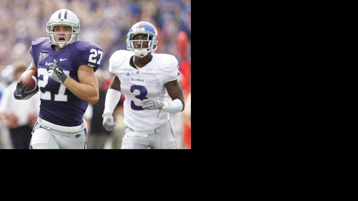 
Kansas State wide receiver Jordy Nelson, from Riley County, runs for a 68-yard touchdown reception in a 2007 game against Kansas.
