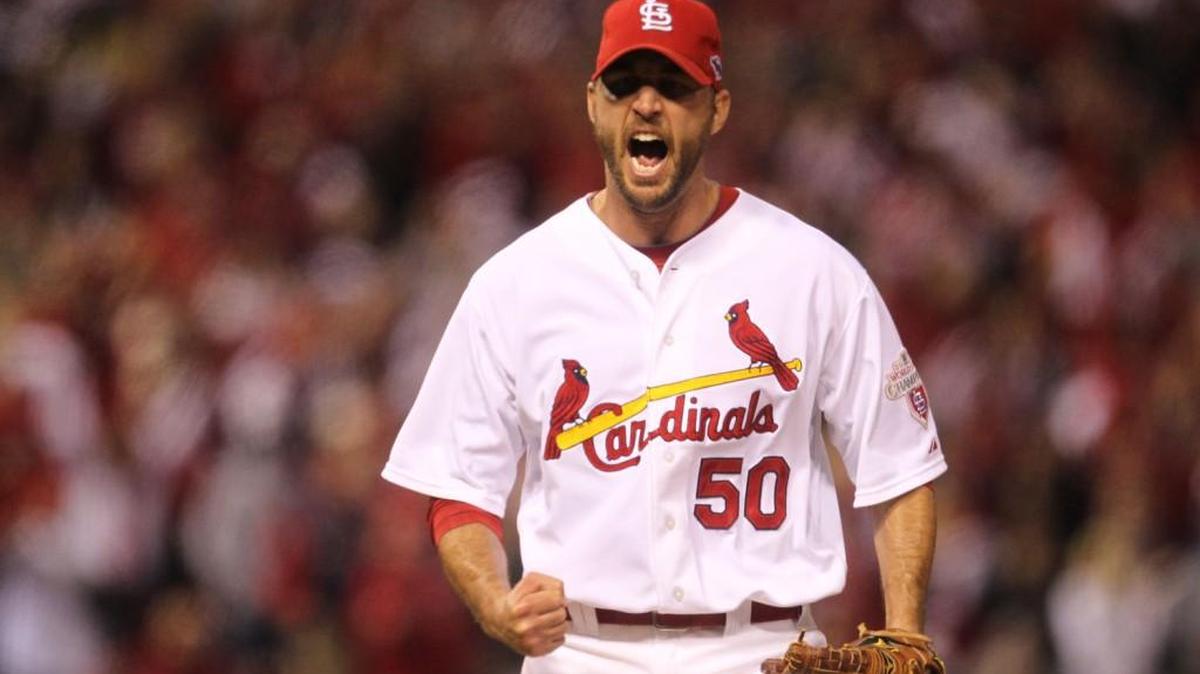 
Starting pitcher Adam Wainwright suffered a torn Achilles tendon in April but has returned to the St. Louis Cardinals bullpen, where he’ll be used in the National League playoffs.
