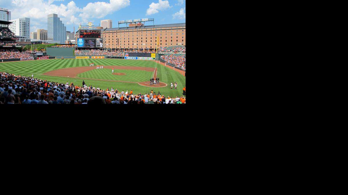 
Camden Yards in Baltimore is the site of Game 1 of the American League Championship Series on Friday night between the Orioles and Kansas City Royals.

