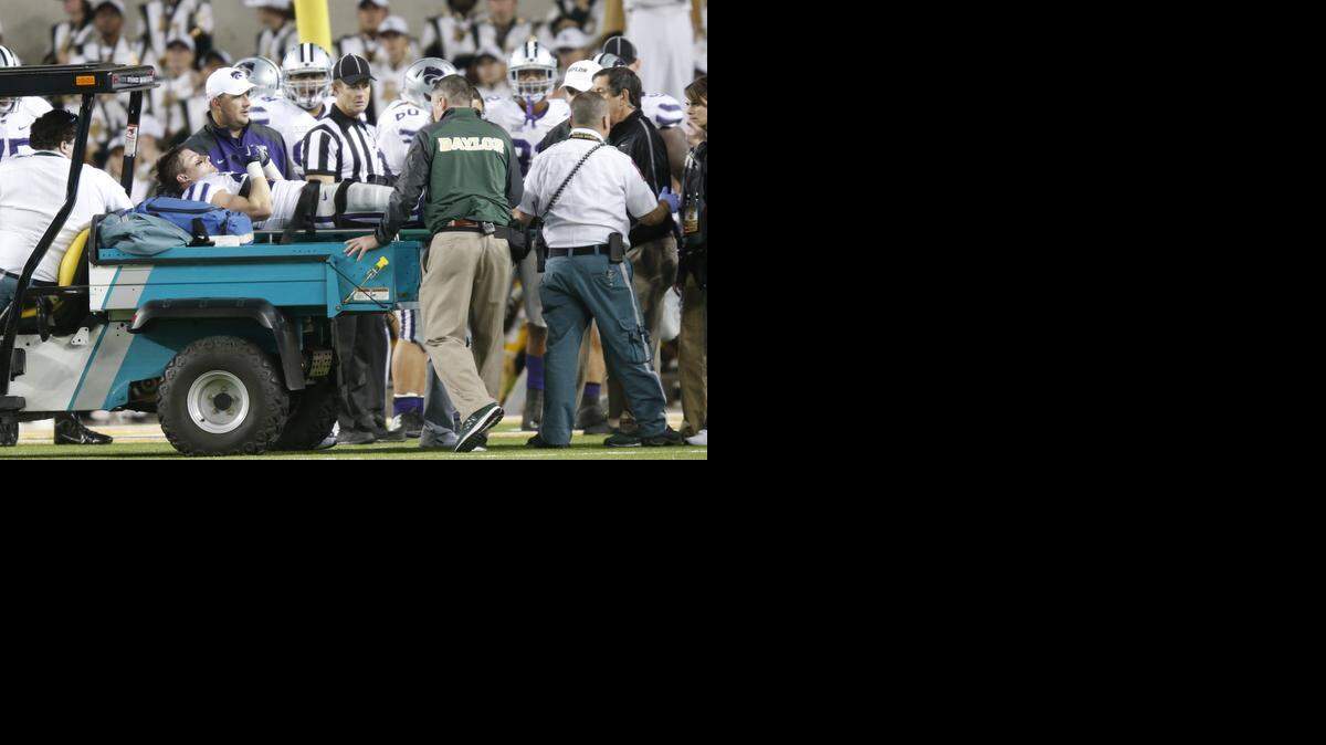 
K-State defensive back Dylan Schellenberg is taken from the field Dec. 6 in Waco after he was injured as the Wildcats lost to Baylor 38-27.
