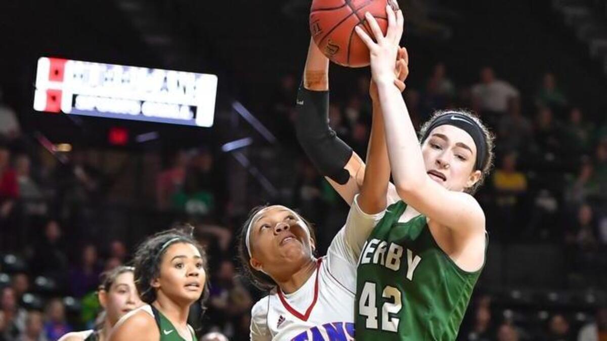 Derby's Kennedy Brown, right, and South's Tre’Zure Jobe have both been named to the Wichita Eagle's 2018 Class 6A first team.